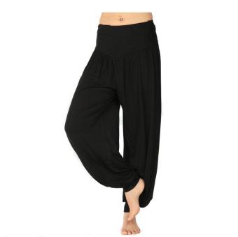 [BLACK] Abundant Super Comfortable Loose Fit Modal Cotton Yoga Harem Pants for Women - intl  