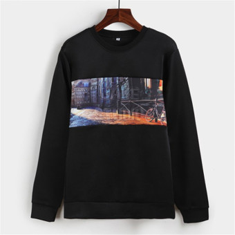 Black Autumn European Style Fashion Casual Parental 3D Printed Content Streetwear Man Fleece Hoodies Sweatshirt - intl  