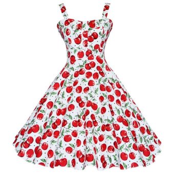 Blackhorse ZAFUL 4XL Women Dress Summer Sleeveless Casual Retro Vintage 1950 s 60 s Cherry Big Swing Mini Floral Dresses Plus Plus Size - intl  