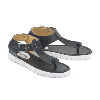 Blackkelly Sandal Flat Tali Shannon LLA 696 - Hitam  