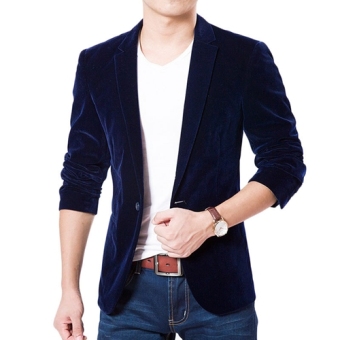 Blazer Pria - Jas Pria Slim Fit Single Button - Dark Blue  