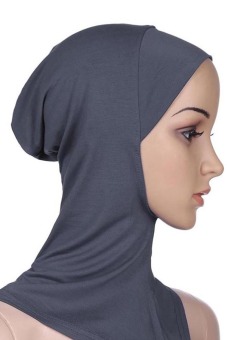 Bluelans Muslim Full Cover Inner Hijab Cap Islamic Underscarf Neck Head Bonnet Hat Grey  