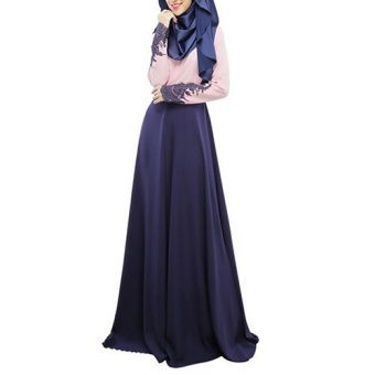 Bluelans Women Muslim Kaftan Hijab Lace Long Sleeve Islamic Maxi Dress L (Purple)  