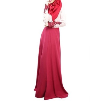 Bluelans Women Muslim Kaftan Hijab Lace Long Sleeve Islamic Maxi Dress L (Rose)  