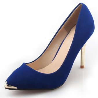 Brand Women Pumps High Heels Pumps Stilettos Shoes For Women High Heels 9CM PU Leather Office Shoes(blue) - intl  