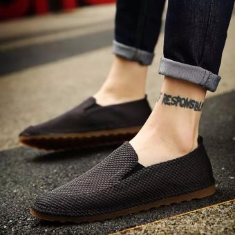 British Men Comfortable Slip On Handmade Cloth Loafer Breathabel Driving Shoes Casual Pea Shoes Male Footwear Black XZ290 - intl  