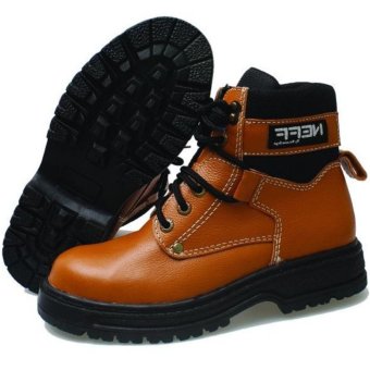 BSM Soga Sepatu Safety Boots Kulit Proyek Industry Bengkel Pabrik Lapangan Kontraktor Bikers Boot Touring - Safety Boots Best Seller - Tan  