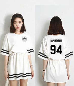 BTS junior team Short sleeved dress 2017 new White ??RAP MONSTER?? - intl  