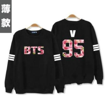 BTS youth 2015 plates comeback album hoodie sweatshirt Clothing Hoody Sweatshirts BTS Cotton Sweatshirts Women Long Sleeve Hoodies jacket black(V) - intl  