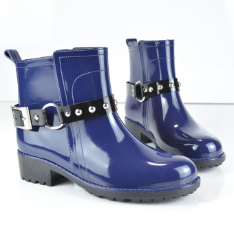 Buckle Slip On Blue Martens Women Rain Boots  