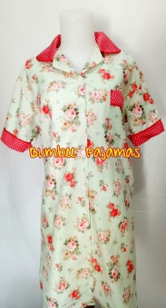 Bumbee Collection Sleep Dress Motif Bunga - Hijau  