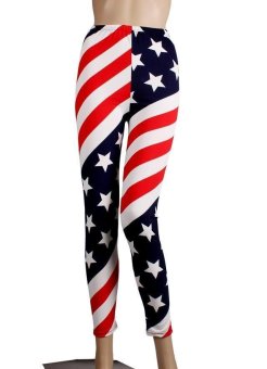 BUYINCOINS American Flag Stars and Stripes USA Full Length Ladies Leggings 90925  