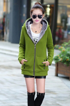 Buytra Women Casual Sweatshirt Long Sleeve Fleece Warm Green  