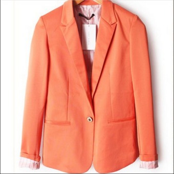 C075 Spring/Autumn Hot Women's Orange Clothes Cindy Color Suit Blazers Small Suit Jacket - intl  