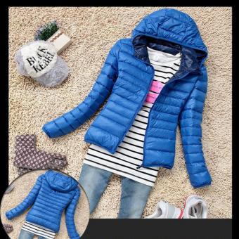 C154 New Women Warm Winter Lightweight Blue Coat Long Sleeve Jacket Slim Thin Outwear - intl  