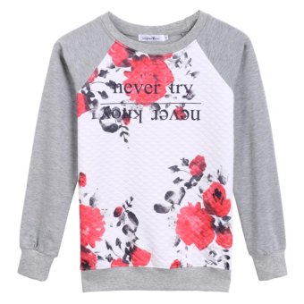 C1S Autumn Winter O-neck Top Hoodie Blouse (Grey) - intl  