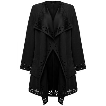 C1S Cool Cardigan Solid Long Straight Coat Outerwear (Black) - intl  