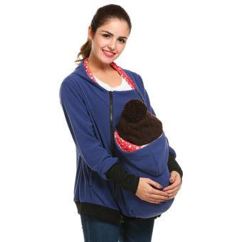 C1S Fleece Kangaroo Baby Hoodie Warm Maternity Outerwear(Blue) - intl  
