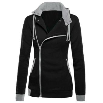 C1S Hooded Basic Coat Thick Cotton Outwear Sports Jacket(Black) - intl  