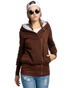 C1S Hoodie Warm Outerwear Zip Cardigan Jacket (Coffee) - intl  