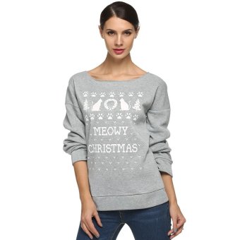 C1S Print Sweatshirt Sweater Pullover Tops Hoodie (#1 Grey) - intl  