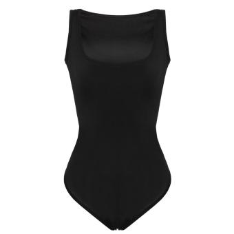 C1S Sleeveless Solid Bodysuit Stretch Leotard Tops(Black) - intl  