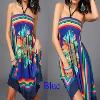 C237 New Fashion Blue Lady's Beach Tube Top Strapless Club Party Women's Dress - intl  