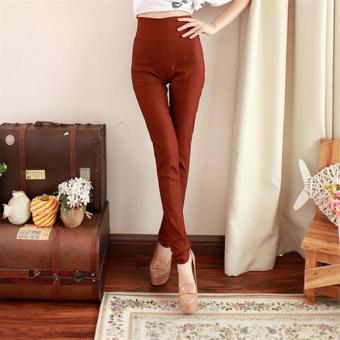 C473 Women Candy Color Nine Points Leggings Slim High Waist Hip Large Size Coffee Pants - intl  