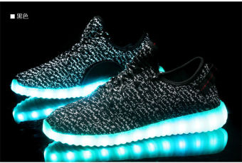 Cahaya LED Renda Up Bercahaya Sepatu Olahraga Sepatu Bercahaya Adapula Sepatu Casual Hitam  
