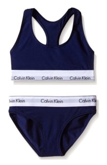 Calvin Klein Modern Cotton Bralette & Brief Gift Set - Pakaian Dalam Set Wanita - Blue Navy  