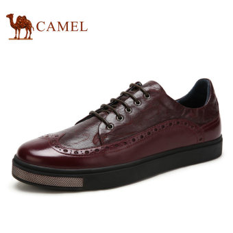 Camel Fashion Casual Wear Leather Men Board shoes(Wine red) - intl  