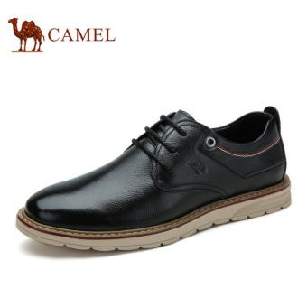 Camel Men's Genuine Leather Shoes Popular Flat Laceing Leather Shoes(Black) - intl  