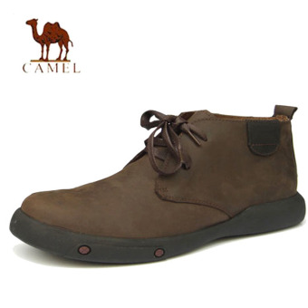 CAMEL Men's martin boots genuine leather casual male ankle boots leather tooling boots(brown)  