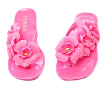 Camellia Sandals Flip-Flops Stereo Camellia Jelly Slippers Female Shoes Pink  
