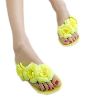 Camellia Sandals Flip-Flops Stereo Camellia Jelly Slippers Female Shoes Yellow  
