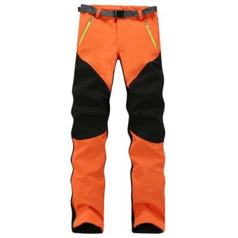 Camping Hiking Winter Outdoor Sport Pants Warm Waterproof Fleece Windproof Fishing Pants Men Women Mountain Climbing (Orange) - intl  