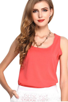 Candy Sleeveless Chiffon Shirt (Watermelon Red)  