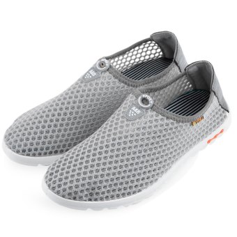 Casual Men Mesh Breathable Sport Slip On Shoes (Grey)  