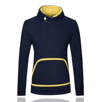 Casual Mens Sportwear Hoodie Sweatshirt Big Pocket Slim Pullover Clothing(Navy Blue) - intl  