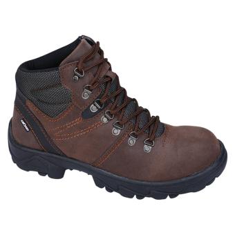 Catenzo Li 066 Sepatu Safety Pria Boots-Kulit-Rubber Outsole Safety-Bagus Dan Kuat (COKLAT)  