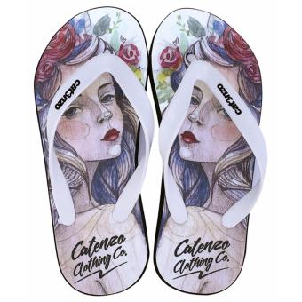 Catenzo Sandal Flip Flop Wanita Rose MS 031 - Putih  