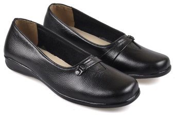 CBR Six AOC 027 Sepatu Pantofel/ Moccasin/ Forma/ kerja Wanita - Elegan - Kulit Asli - Hitam  