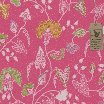 Cek Batik - Kain Batik Motif Bunga dan daun Unik (Pink Soft)  