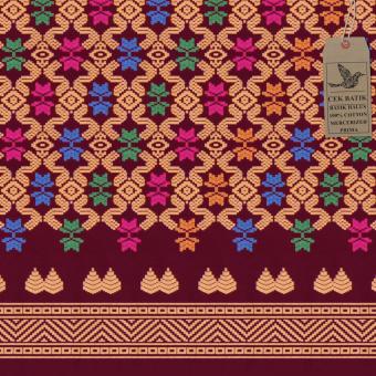 Cek Batik - Kain Songket Etnik Motif Songket Tulis Gadis Palembang (Maroon)  