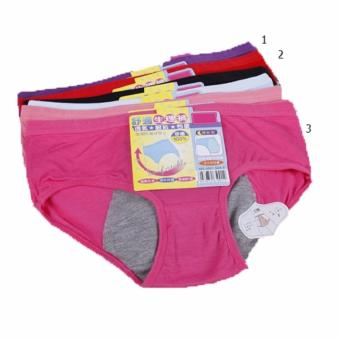 Celana Dalam Wanita Menstruasi, CD Wanita, Thong, Pants anti Tembus 1 set 3pcs ukuran Dewasa (Merah, Cream, Ungu)  
