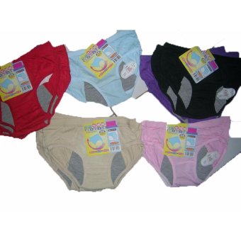 Celana Dalam Wanita Menstruasi, CD Wanita, Thong, Pants anti Tembus 1 set 3pcs ukuran Dewasa (Putih, Cream, Jambu)  