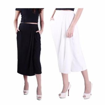 Celana Kulot Wanita OVERLAP CULOTTES (JP151) (2 Pcs: hitam dan putih)  