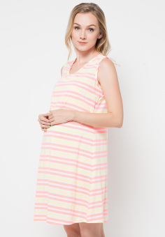Chantilly Maternity/Nursing Dress Valeska 56004-OrangeSripe  