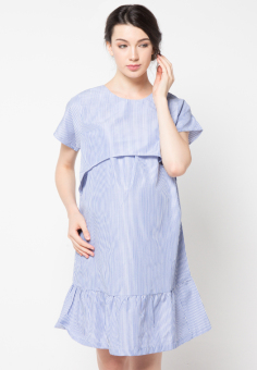 Chantilly Maternity/Nursing Rachelle Dress 53020-S.Blue  