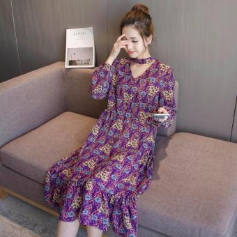 Chiffon Long Floral Maternity Dresses Fashion Pregnancy Dress - intl  